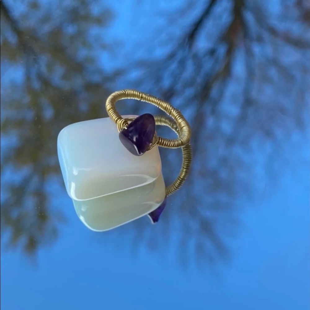 natural tarnish free wire wrapped crystal ring